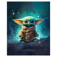 Obrazy na stěnu - Baby Yoda a jeho moudrost Rozměr: 40x50 cm, Rámování: vypnuté plátno na rám