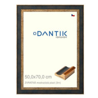 DANTIK rámeček 50 × 70, ZVRATNÝ modrozlatý plast plexi čiré