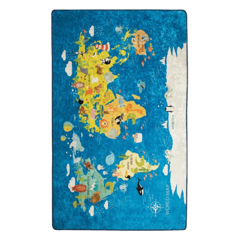 Conceptum Hypnose Dětský koberec World Map 140x190 cm modrý