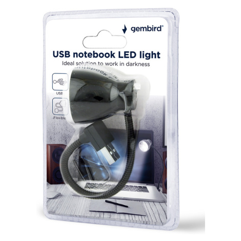 USB lampička k notebooku GEMBIRD NL-02, flexibilní, černá