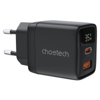 Choetech PD6052 USB-C USB-A PD 35W GaN síťová nabíječka s displejem - černá