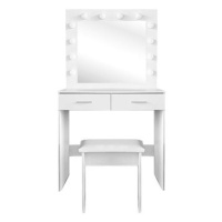 Aga Toaletní stolek MRDT11 se zrcadlem a osvětlením + taburet, matný bílý