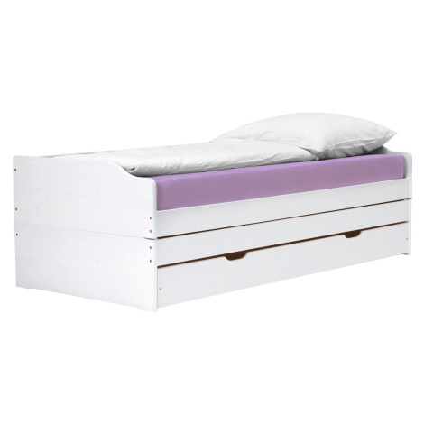 Masivní postel s přistýlkami FLOPY bílá Tempo Kondela