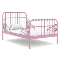 Shumee Prodloužitelný rám postele - růžový, kov, 80 × 130/200 cm