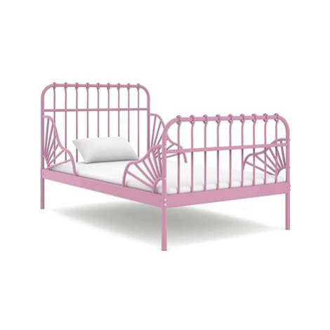 Shumee Prodloužitelný rám postele - růžový, kov, 80 × 130/200 cm