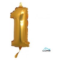 Balónek foliový č. 1 zlatý 101cm Luma LUMA