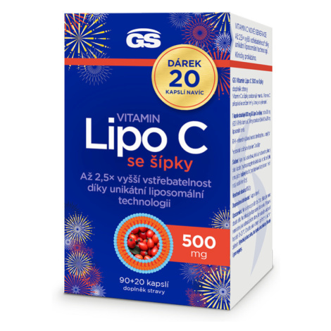 GS Vitamin Lipo C 500mg se šípky 90+20 kapslí dárek Green Swan