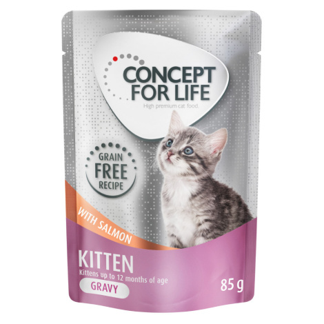 Výhodné balení Concept for Life bez obilovin 24 x 85 g - Kitten losos - v omáčce