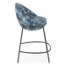 Barová židle KLINT — ocel, látka, modrá / vzor