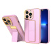 Flexibilní electroplating silikonové pouzdro se stojánkem na iPhone 13 Pro 6.1" Pink