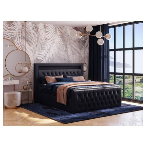 Čalouněná postel CESAR včetně úložného prostoru 200x200 cm Černá