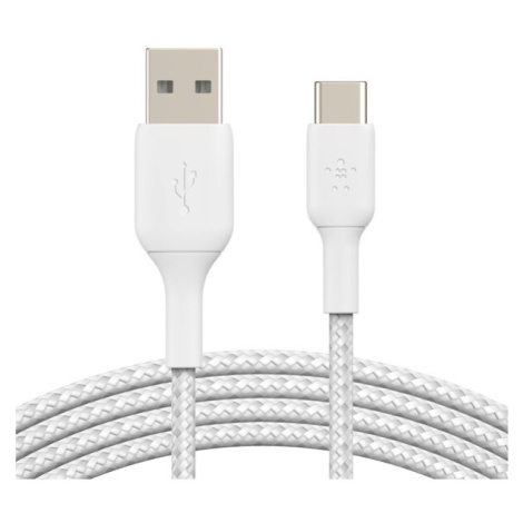 Belkin BOOST Charge Braided USB-C/USB-A odolný kabel, 3m, bílý