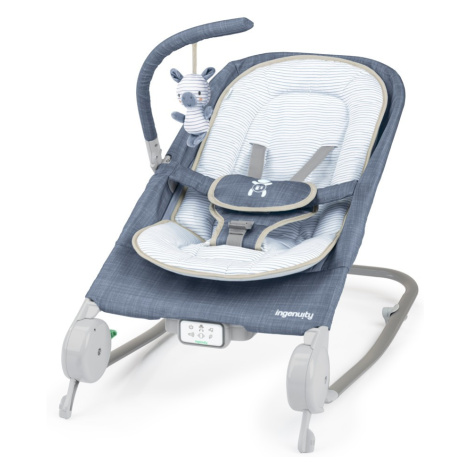INGENUITY Lehátko masážní vibrující s melodií Happy Belly Rock-to-Bounce - Chambray 0m+ do 9kg