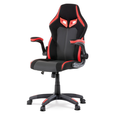 - Herní křeslo, potah červená, černá ekokůže a černá látka, houpací mechanismus - KA-Y352 RED Autronic