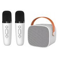 Bezdrátový Mikrofon Karaoke Bluetooth Reproduktor 2 Mikrofon Sada Bílá