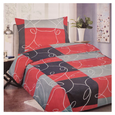 Top textil Bavlněné povlečení Červené čtverce - šedé