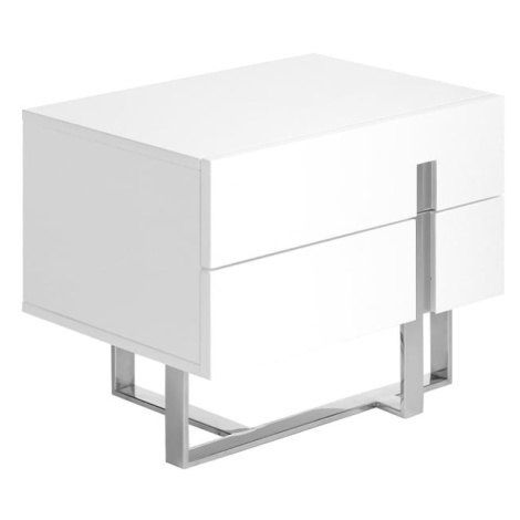 Estila Lakovaný moderní noční stolek Forma Moderna s chromovým detailem 60cm