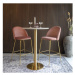 Norddan Designový kulatý barový stůl Kane 70 cm imitace mramoru / mosaz