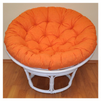 Papasan LUISA — ratan, látka, ⌀110 cm, bílá / více barev Oranžový melír