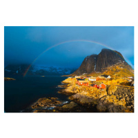 Fotografie Rainbow over Reine, Lofoten Islands, Norway, Marco Bottigelli, 40 × 26.7 cm