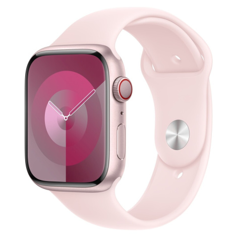 Apple Watch Series 9 Cellular 45mm Růžový hliník se světle růžovým sportovním řemínkem M/L Růžov