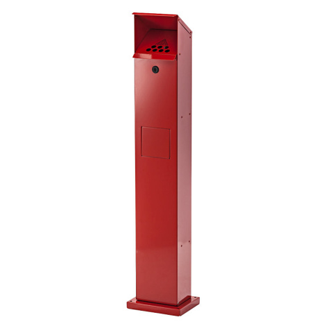 VAR Kombinovaný popelníkový sloupek, objem 5 l, š x v x h 180 x 1150 x 150 mm, ohnivě červená