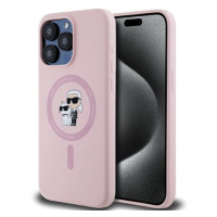 Karl Lagerfeld Liquid Silicone Karl and Choupette MagSafe Zadní Kryt pro iPhone 15 Pro Max Pink