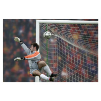 Fotografie Male football goalie trying to block goal in air, Photo and Co, (40 x 26.7 cm)