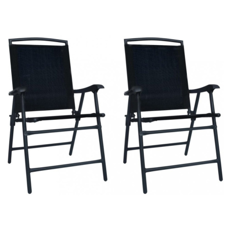 Skládací zahradní židle 2 ks Dekorhome Černá,Skládací zahradní židle 2 ks Dekorhome Černá