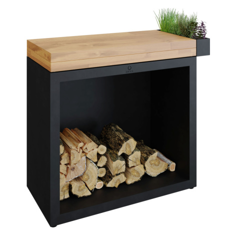 Pevný pracovní stůl OFYR Butcher Block Storage 90 Black Teak Wood