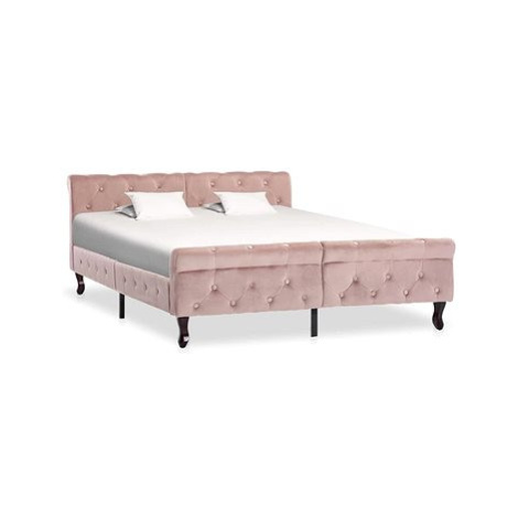 Rám postele růžový samet 140x200 cm SHUMEE