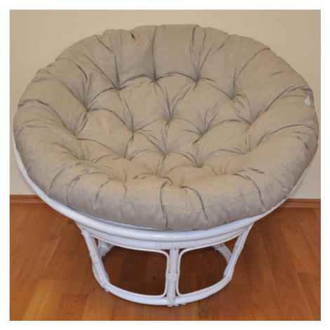 Papasan LUISA — ratan, látka, ⌀110 cm, bílá / více barev Tmavě béžový melír