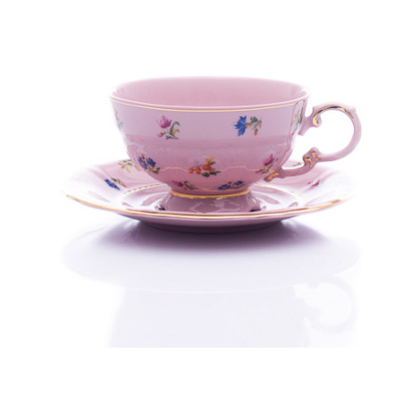 Čajový šálek s podšálkem, Sonáta, 0,20 l, růžový porcelán, házenka, Leander