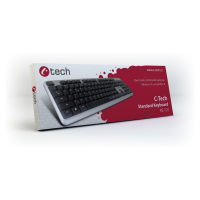 Klávesnice C-TECH KB-102 USB slim silver, CZ/SK