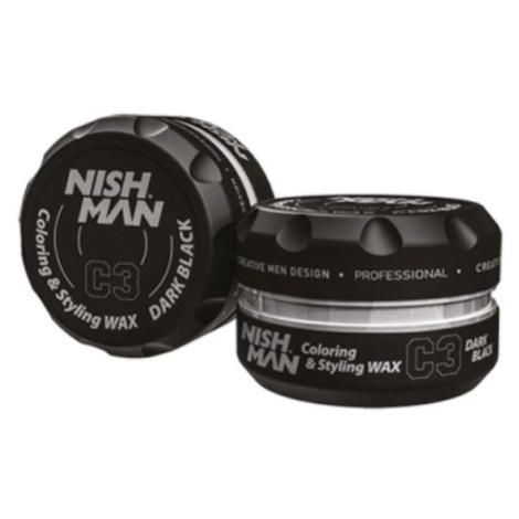 Nishman Hair Coloring Wax C3 Black - černý barvící vosk na vlasy, 100 ml