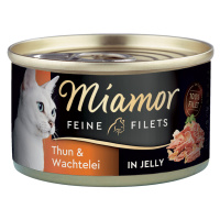 Miamor Feine Filets v želé konzerva 24 x 100 g - tuňák & křepelčí vejce v želé