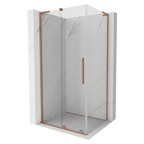 MEXEN/S Velar L sprchový kout, posuvné dveře 120 x 100, transparent, měď kartáčovaná 871-120-100