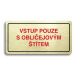 Accept Piktogram "VSTUP POUZE S OBLIČEJOVÝM ŠTÍTEM" (160 × 80 mm) (zlatá tabulka - barevný tisk)