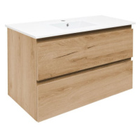 Koupelnová skříňka 2 zásuvková s krycí deskou SAT B-Way 99x50x45 cm dub mat BWAY2100OAKU4BI