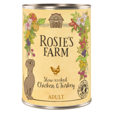 Výhodné balení Rosie's Farm Adult 24 x 400 g - Kuře & krocan