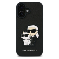 Zadní kryt Karl Lagerfeld PU Saffiano Karl and Choupette pro Apple iPhone 16, černá