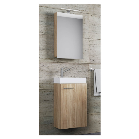 VCM Koupelnová sestava Slito se zrcadlovou skříňkou a osvětlením, sonoma dub