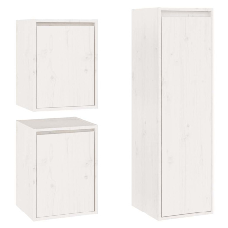 vidaXL TV skříňky 3 ks bílé masivní borové dřevo