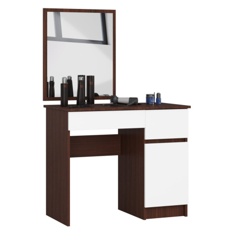 Ak furniture Kosmetický stolek se zrcadlem P-2/SL dub wenge / bílý pravý