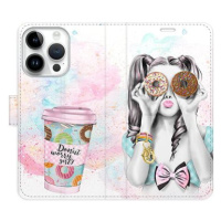 iSaprio flip pouzdro Donut Worry Girl pro iPhone 15 Pro