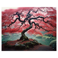 Obrazy na stěnu - Červený strom u jezera Rozměr: 40x50 cm, Rámování: vypnuté plátno na rám