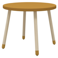 Flexa Dřevěný kulatý stůl pro děti hořčicový Dots