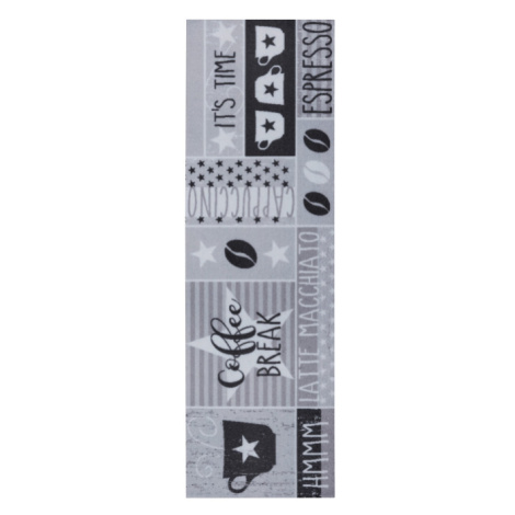 Koberec / Běhoun Hanse Home Cook & Clean Its Time For Espresso šedý / černý / bílý