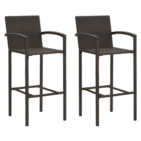 vidaXL Barové stoličky 2 ks hnědé polyratan