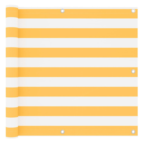 vidaXL Balkónová zástěna bílá a žlutá 90 x 600 cm oxfordská látka